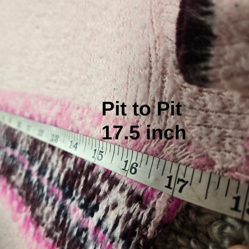 y2k Pink Fair Isle Turtleneck Sweater - Womens Small Knitwear Winter Warm - Picture 8 of 8